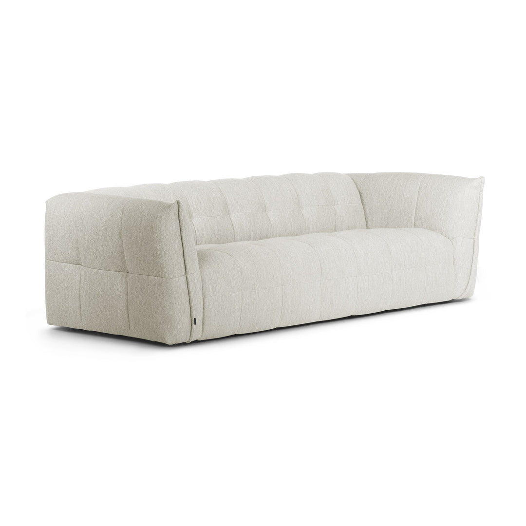 Bellus Moby 3-seter sofa i hvit bouclé med myk, rutet polstring