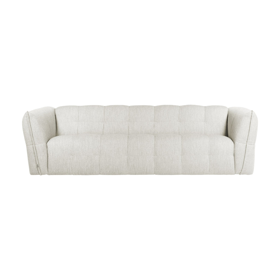Bellus Moby 3-seter sofa i hvit bouclé med rutet polstring