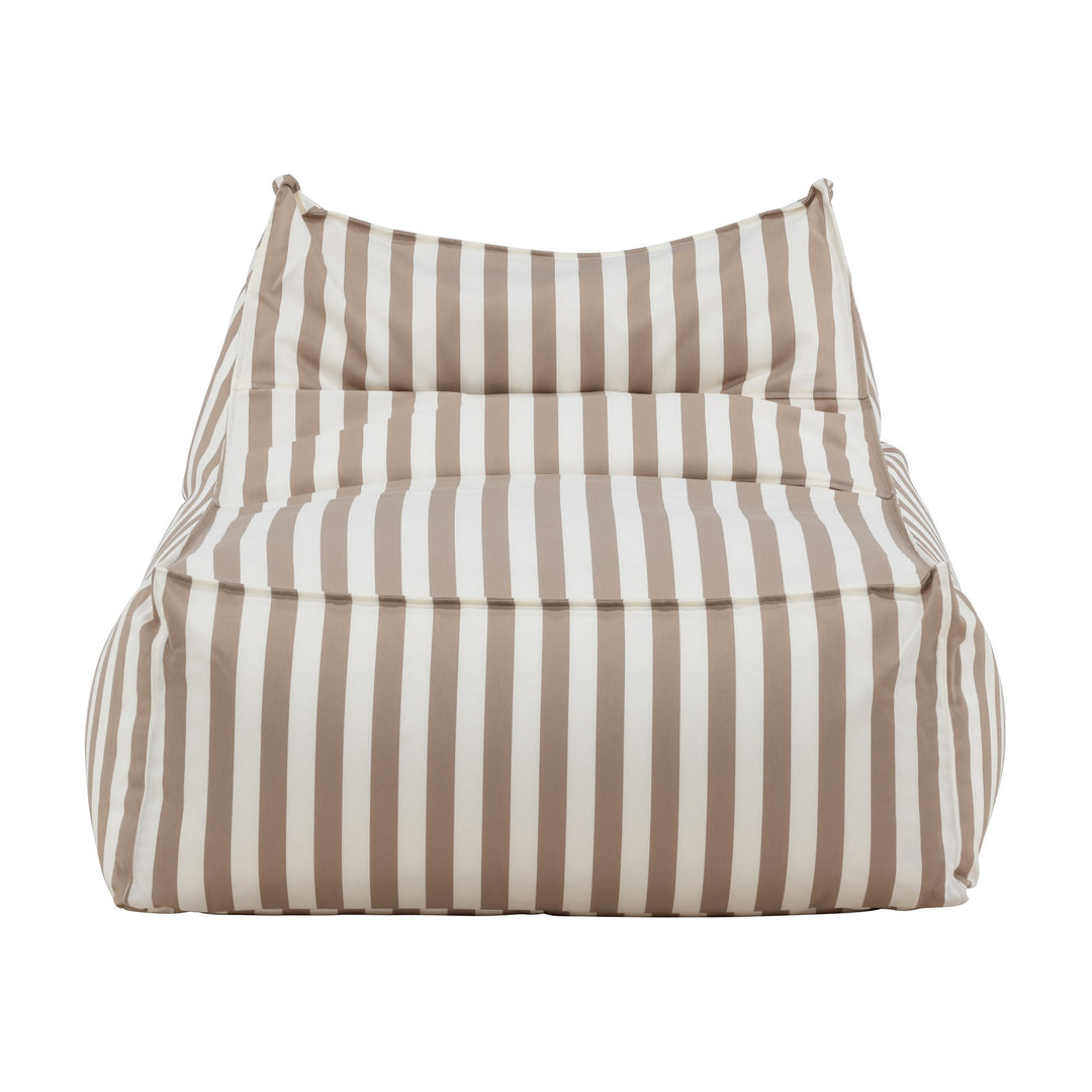 Venture Design Redang loungestol i beige- og hvitstripet utestoff, sett bakfra