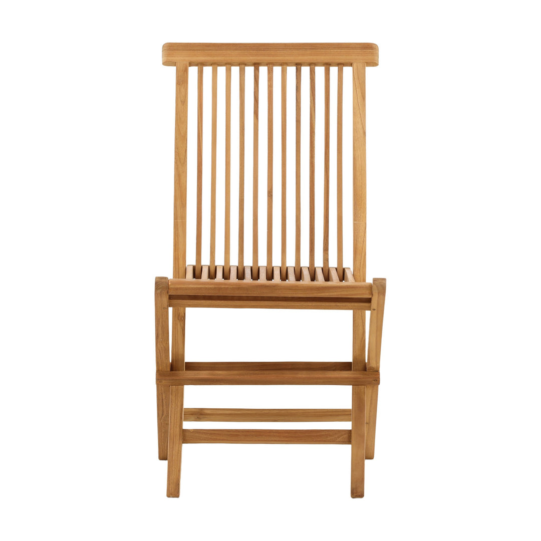 Venture Design Kenya klappstol i lys teak, sett forfra mot hvit bakgrunn.