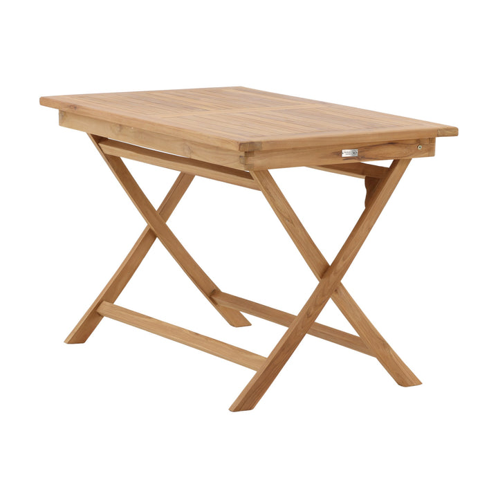 Venture Design Kenya spisebord i lys teak, rektangulært klappbord sett skrått mot hvit bakgrunn.