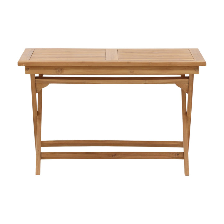 Venture Design Kenya spisebord i natur teak, sammenleggbart hagebord med kryssben, sett forfra