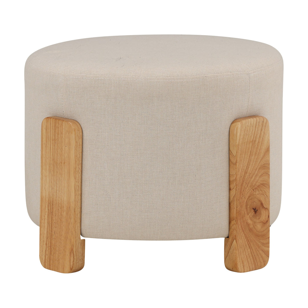 Coffey puff i offwhite bouclé med lyse treben