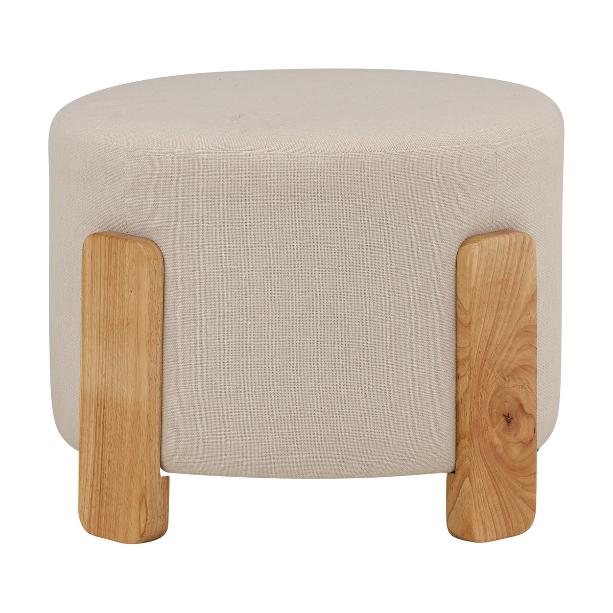 Coffey puff i offwhite bouclé med lyse treben