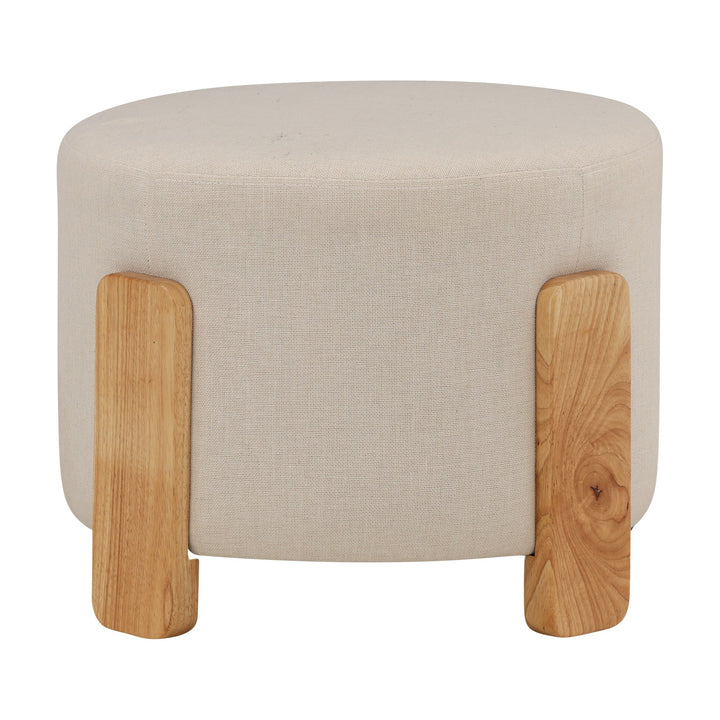 Coffey puff i offwhite bouclé med lyse treben