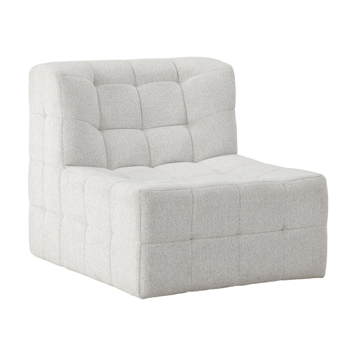 Malou loungestol i beige bouclé med rutet polstring