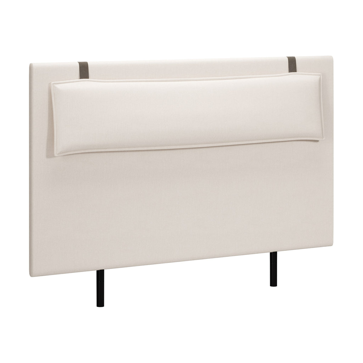 Wonderland W300 sengegavl i offwhite stoff med polstret nakkepute og sorte ben
