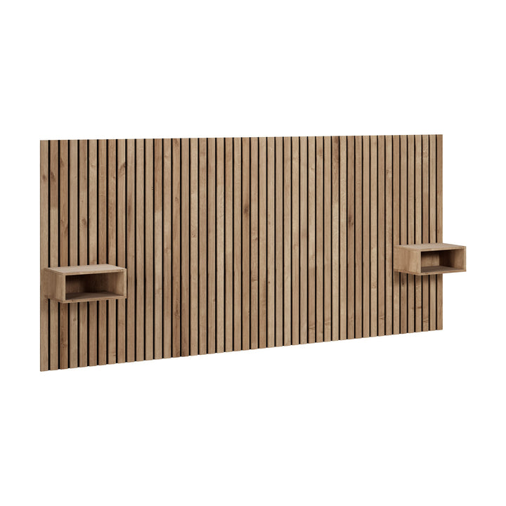 Wonderland Wood sengegavl i eik med spilevegg og integrert nattbord