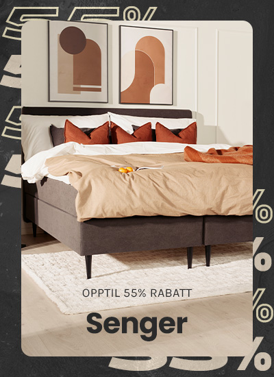 Opptil 50% på senger