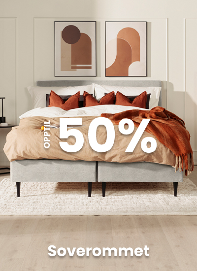 Opptil 50% på senger