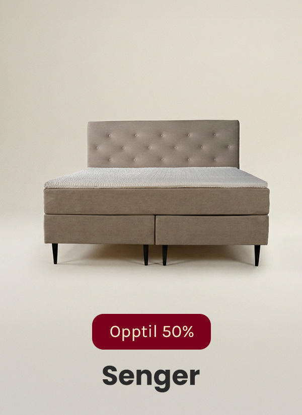 Opptil 50% på senger