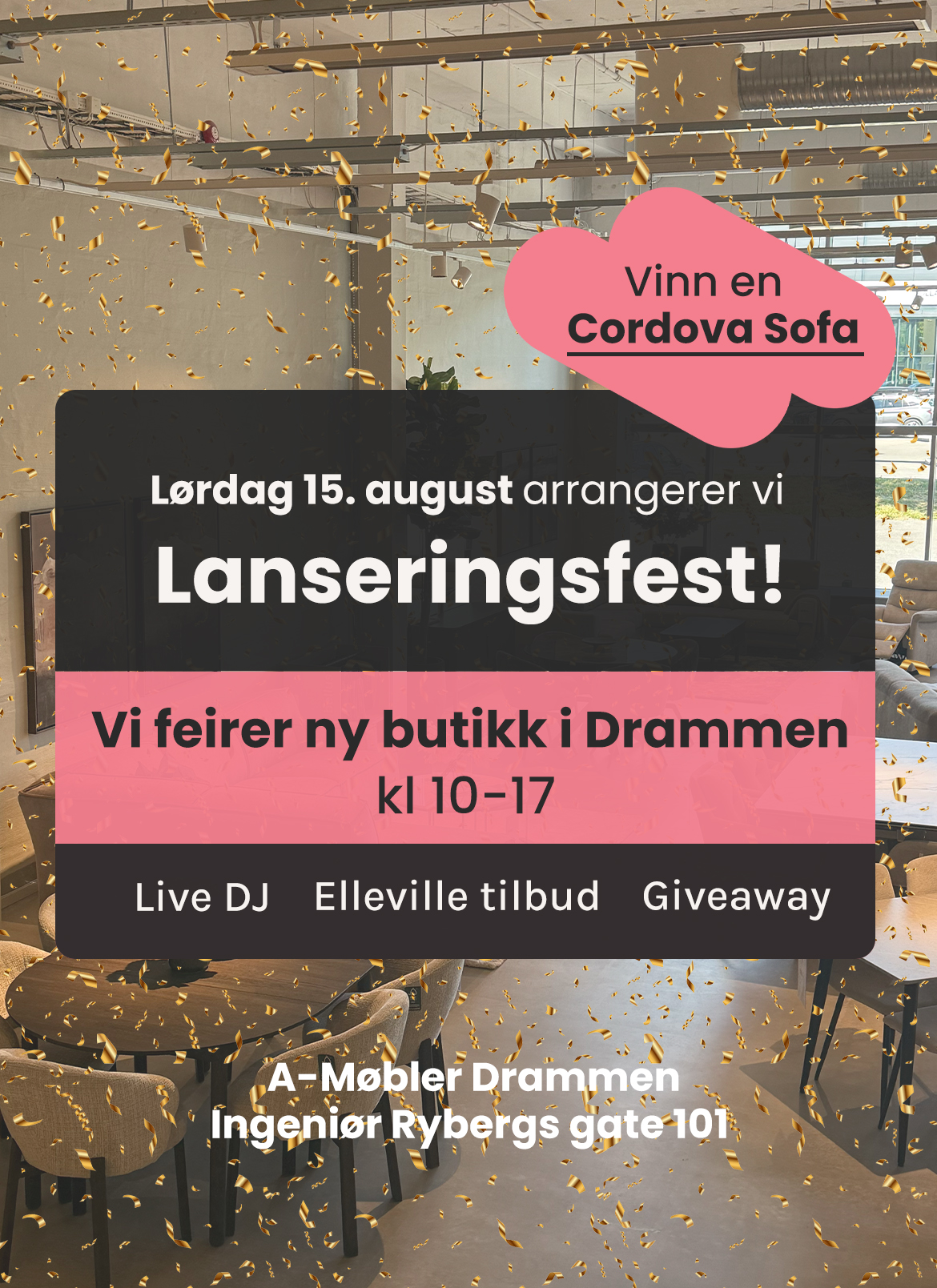 Lanseringsfest 15. august – vinn en Cordova-sofa