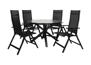 Komplett hagegruppe til uteplassen | Spisebord med 4 tilhørende stoler til hagen