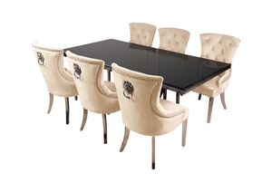 Messina Spisegruppe Med Sort glassplate