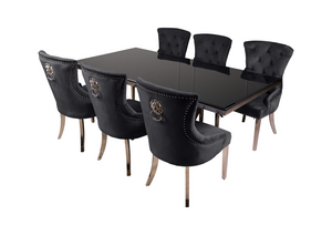 Messina Spisegruppe Med Sort glassplate