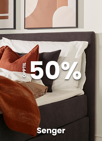 Opptil 50% på senger