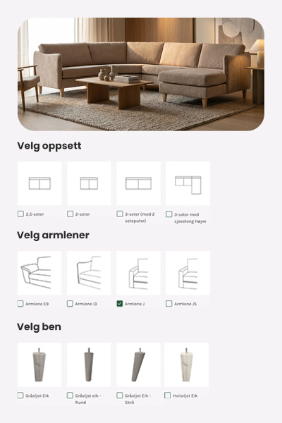 Prøv vår sofabygger på nett
