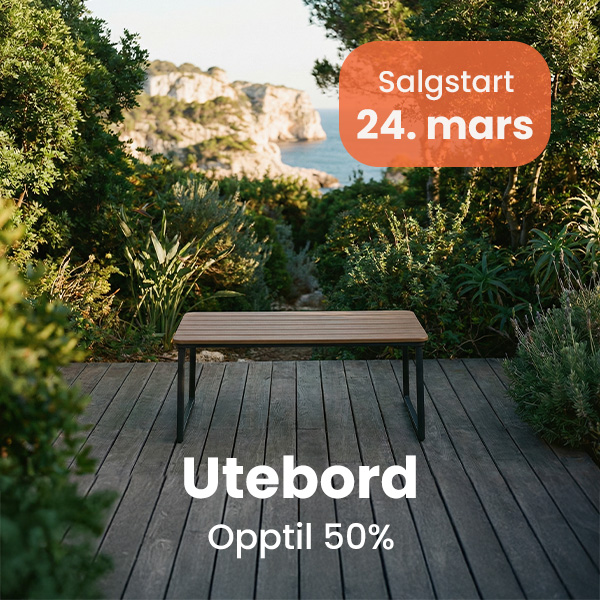 Opptil 50% på utebord