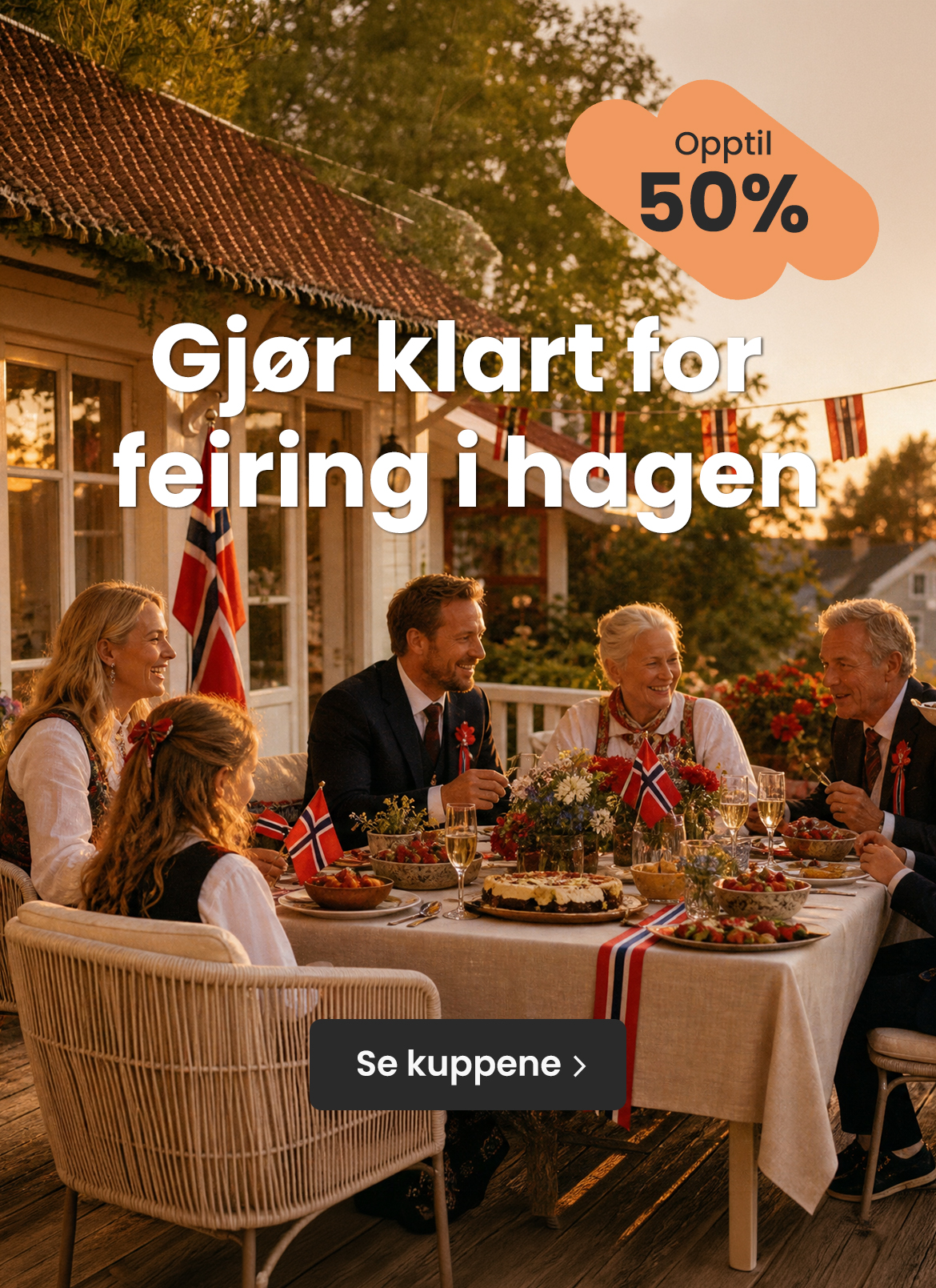 Gjør klart for feiring i hagen