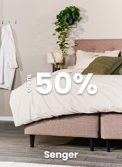 Opptil 50% på senger