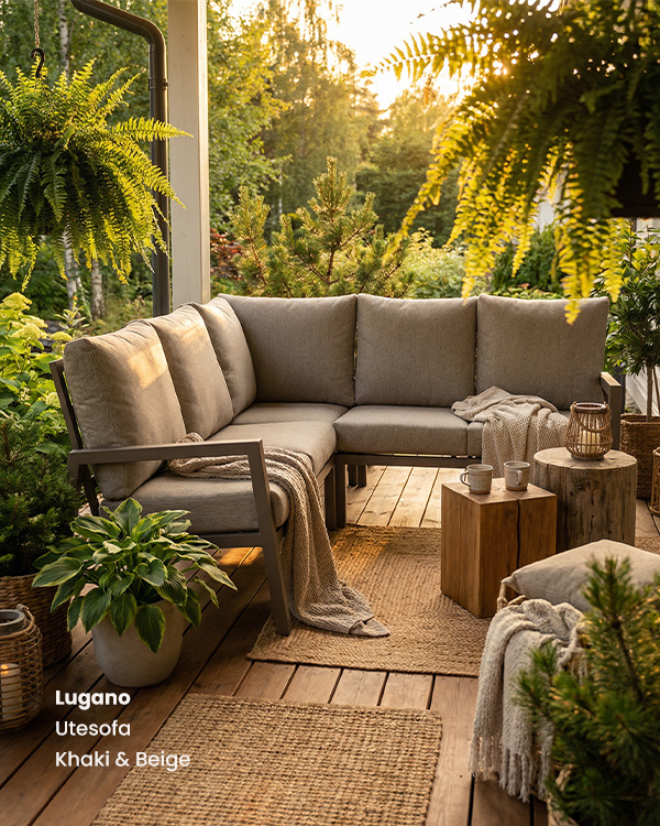 Lugano Hjørnesofa til hagen